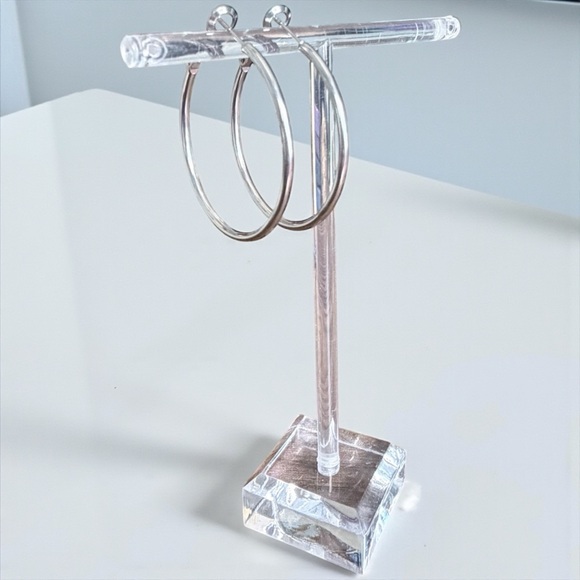 Stainless Steel Round Hoop Earrings New - Picture 1 of 7